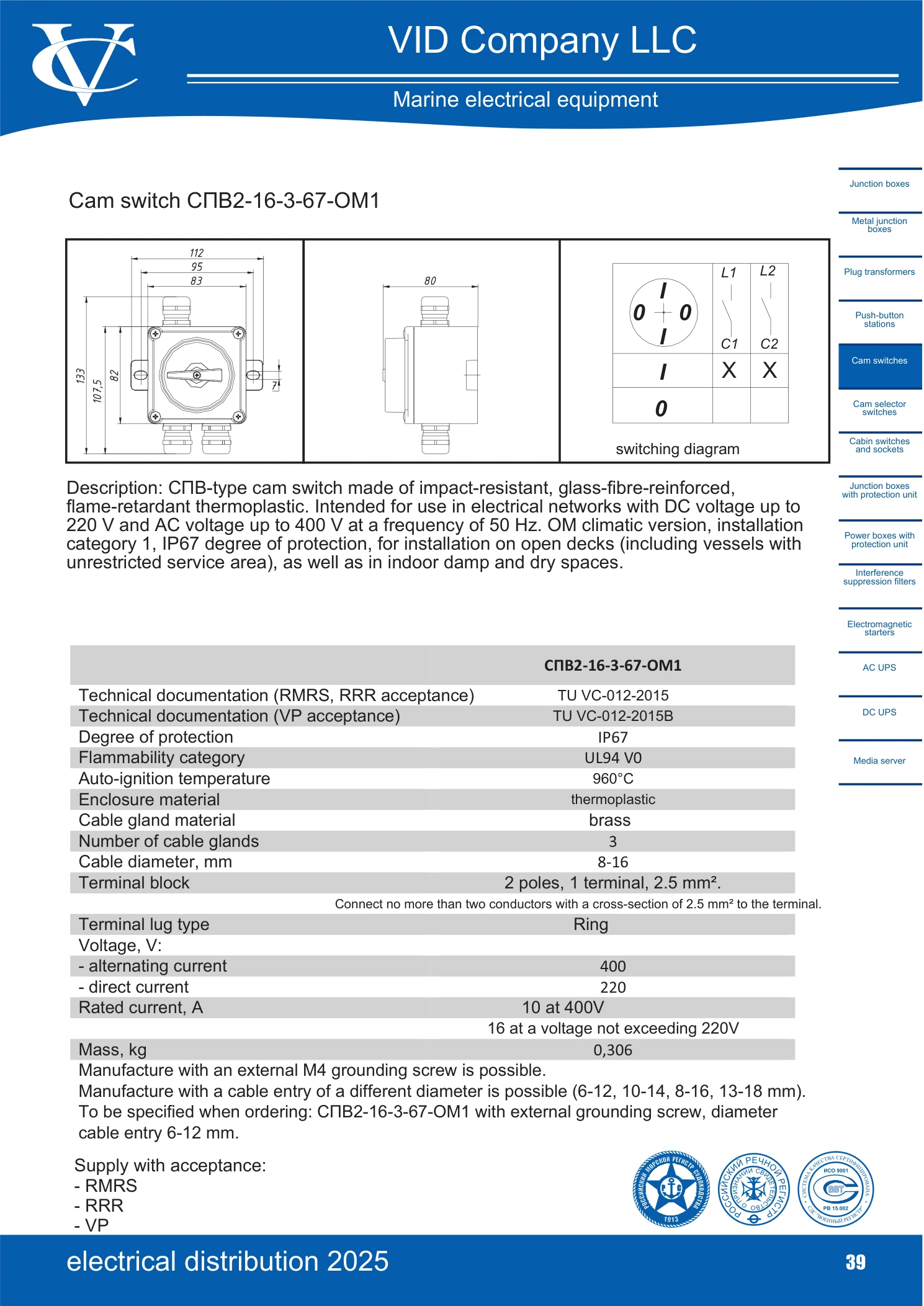 Cam switch СПВ2-16-3-67-ОМ1